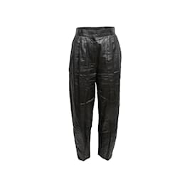Alexander Mcqueen-Pantalon en lin ciré noir Alexander McQueen Taille EU 42-Noir