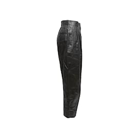 Alexander Mcqueen-Black Alexander McQueen Waxed Linen Pants Size EU 42-Black