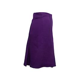 Autre Marque-Dark Purple Chado by Ralph Rucci Pleated Wool Skirt Size US S-Purple