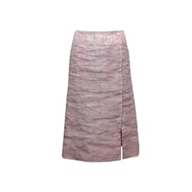 Issey Miyake-Vintage Light Pink & Multicolor Issey Miyake Jacquard Midi Skirt Size 2-Pink
