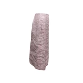 Issey Miyake-Vintage rosa claro y multicolor Issey Miyake Jacquard Midi Falda Tamaño 2-Rosa