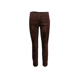 The row-Brown The Row Suede Skinny-Leg Pants Size US 4-Brown