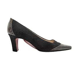 Christian Louboutin-Zapatos de tacón de cuero y lana Christian Louboutin negros Talla 39-Negro