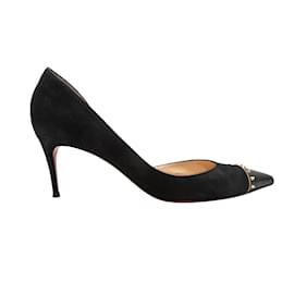 Christian Louboutin-Schwarze Christian Louboutin Wildleder-Pumps mit Nieten, Größe 39.5-Schwarz