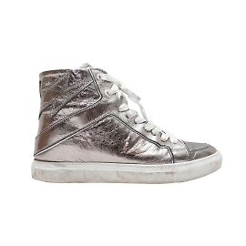 Baskets montantes en cuir argentées Zadig & Voltaire Taille 38 Argenté