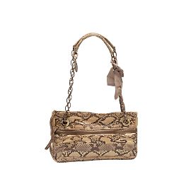 Borsa a tracolla Lanvin in pelle di serpente beige e nera Beige
