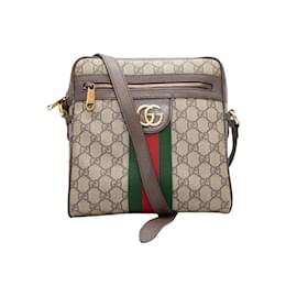 Gucci-Bolsa mensageiro Gucci Ophidia Monogram Taupe e Multicolor-Multicor