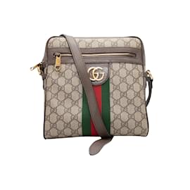Gucci-Taupefarbene und mehrfarbige Gucci Ophidia Monogram Messenger Bag-Mehrfarben