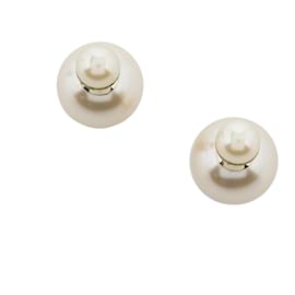 Dior-Dior White Faux Pearl Clip On Earrings-White