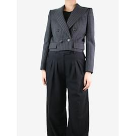 Saint Laurent-Dark grey cropped pinstripe jacket - size UK 14-Grey