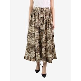 Ganni-Brown animal print midi skirt - size UK 12-Brown
