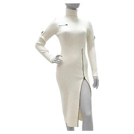 Tom Ford Ivory Wool Zipper Dress Beige