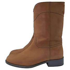 Chanel-Chanel Camel Leather CC Mid Length Boots-Camel
