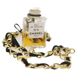 Chanel-CHANEL Perfume N�‹5 Chain Necklace Clear Gold Tone CC Auth bs10372-Other