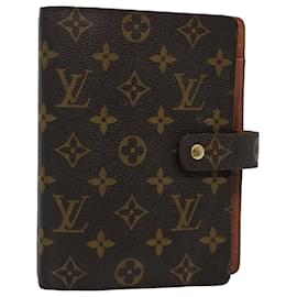 Louis Vuitton-LOUIS VUITTON Monogramm Agenda MM Tagesplaner Cover R20105 LV Auth 61733-Monogramm