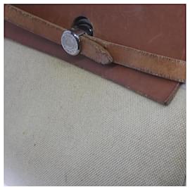Hermès-HERMES Her Bag Ad Sac à dos Toile Enduite Beige Marron Auth bs10291-Marron,Beige