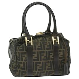 Fendi-FENDI Zucca Borsa a mano in tela Nero Marrone Auth bs10526-Marrone,Nero