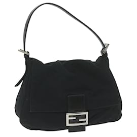 Fendi-FENDI Mamma Baguette Shoulder Bag Nylon Black 2321 26325 008 Auth am5345-Black