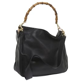 Gucci-GUCCI Bambú Bolso De Mano Cuero 2forma de autenticación negra 61244-Negro