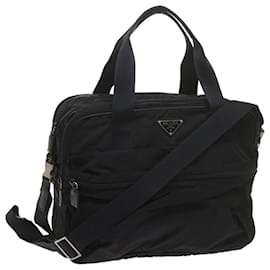 Prada-PRADA Boston Tasche aus Nylon 2Weg Schwarz Auth bs10384-Schwarz