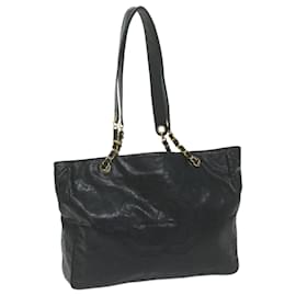 Chanel-CHANEL Chain Shoulder Bag Patent leather Black CC Auth 59982-Black