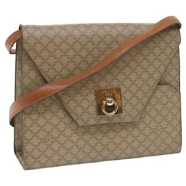 Céline-CELINE Bolso de hombro de lona Macadam PVC Beige Marrón Auth yk9762-Castaño,Beige