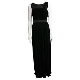 Vera Wang Draped black evening gown with lace inserts Black