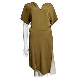 Vanessa Bruno Asymmetric khaki crepe dress Khaki
