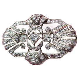 Autre Marque Spilla Art Déco in oro bianco e diamanti Argento