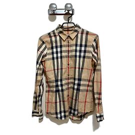 Camicia Burberry Brit in cotone rosso beige Rosso Beige
