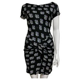 Diane Von Furstenberg DvF New Rika Kleid aus Seide Schwarz Mehrfarben