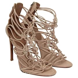 Alaïa-Alaïa Sandales Gladiateur en Cuir Nude-Marron,Chair