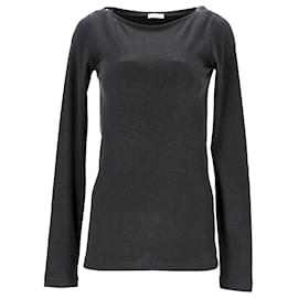 Brunello Cucinelli-Brunello Cucinelli Long Sleeve T-shirt with Monilli in Black Cotton-Black
