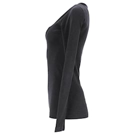 Brunello Cucinelli-Brunello Cucinelli Long Sleeve T-shirt with Monilli in Black Cotton-Black