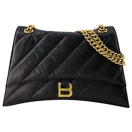Borsa a tracolla Crush Chain M - Balenciaga - Pelle - Nera Nero