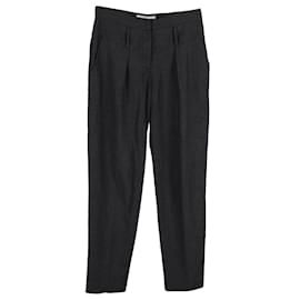 Stella Mc Cartney-Stella McCartney Pleated Tapered Trousers in Gray Cotton-Brown