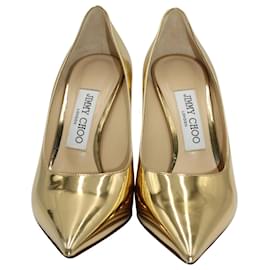 Jimmy Choo-Jimmy Choo Pointed Pumps in Gold Leather-Golden,Metallic