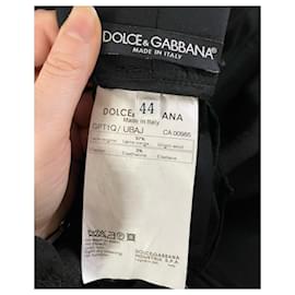 Dolce & Gabbana-Pantaloni a vita alta a corsetto Dolce & Gabbana in lana vergine nera-Nero