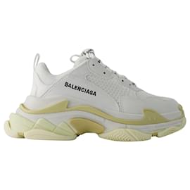 Balenciaga-Tênis Triple S - Balenciaga - Couro Grátis - Branco-Branco