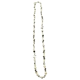 Chanel-Collana lunga Chanel con perle finte in perle finte bianche-Bianco,Crudo