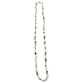 Collar largo de perlas artificiales Chanel en perlas artificiales blancas Blanco Crudo
