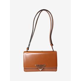 Prada-Brown Emblème triangle-logo leather shoulder bag-Brown