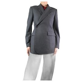 Theory Dark grey wool overlap blazer - size UK 8 Grey