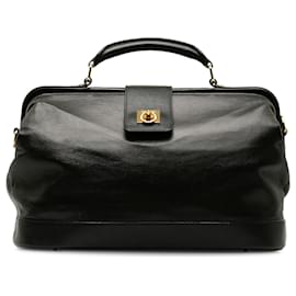 Céline-Celine Black Leather Handbag-Black