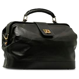 Céline-Celine Black Leather Handbag-Black