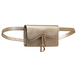 Dior-Dior Gold Leather Saddle Belt Bag-Golden