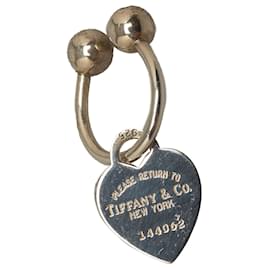 Tiffany & Co-Llavero con etiqueta de corazón de plata Tiffany-Plata