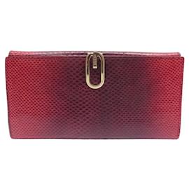 Gucci-GUCCI RING LOGO WALLET IN RED LIZARD LEATHER RED LEATHER WALLET-Red
