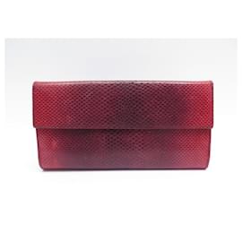 Gucci-GUCCI RING LOGO WALLET IN RED LIZARD LEATHER RED LEATHER WALLET-Red