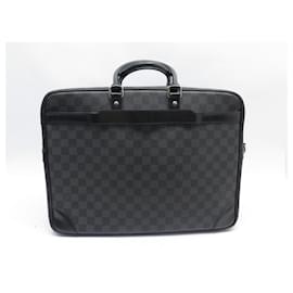 Louis Vuitton-BORSA LOUIS VUITTON PORTA DOCUMENTI DA VIAGGIO CUSTODIA IN TELA GRAFITE GM DAMIER-Grigio antracite